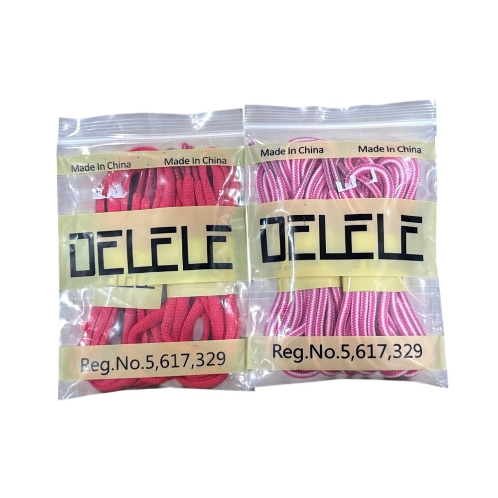 DELELE 2Pair Hot Pink Oval Shoes laces 31 inch (80CM) & White Rose Round Shoelac